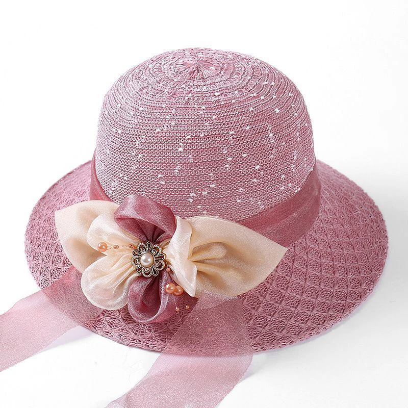 Summer Bowknot Ribbon Outdoor Sun Hats Girls Wide Brim Straw Hat Ladies Panama Caps Protection Hats