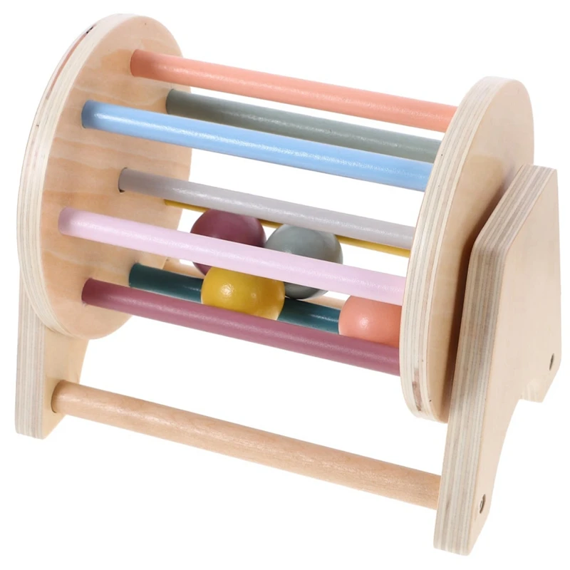 1 PCS Preschool Musical Drum Rolling Tummy Rainbow Prop Rolling Drum Wooden Infant Roller Modeling Prop