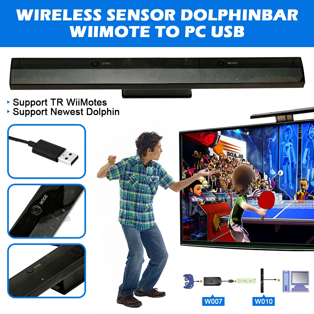 Nouveau capteur sans fil MayFlash Dolphin Bar pour manette Wii Remote Plus compatible avec PC Windows - Bluetooth pour jeux Wii pour enfants