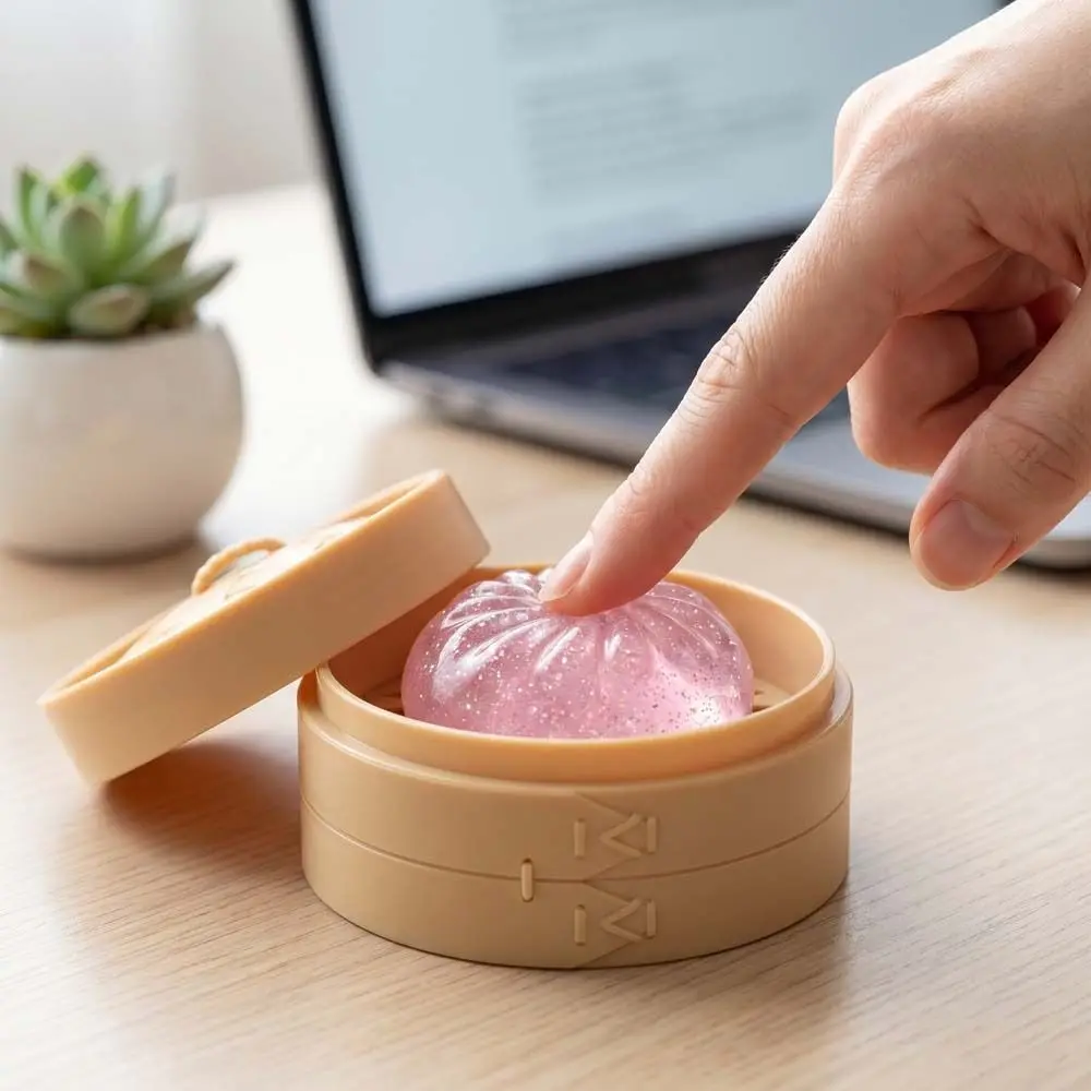 24個-セット-ソフトで可愛いミニ餃子-スクイーズ玩具-蒸し器付き-絞って遊べる-クリスタルバン型-ピンチフィジェット感覚玩具