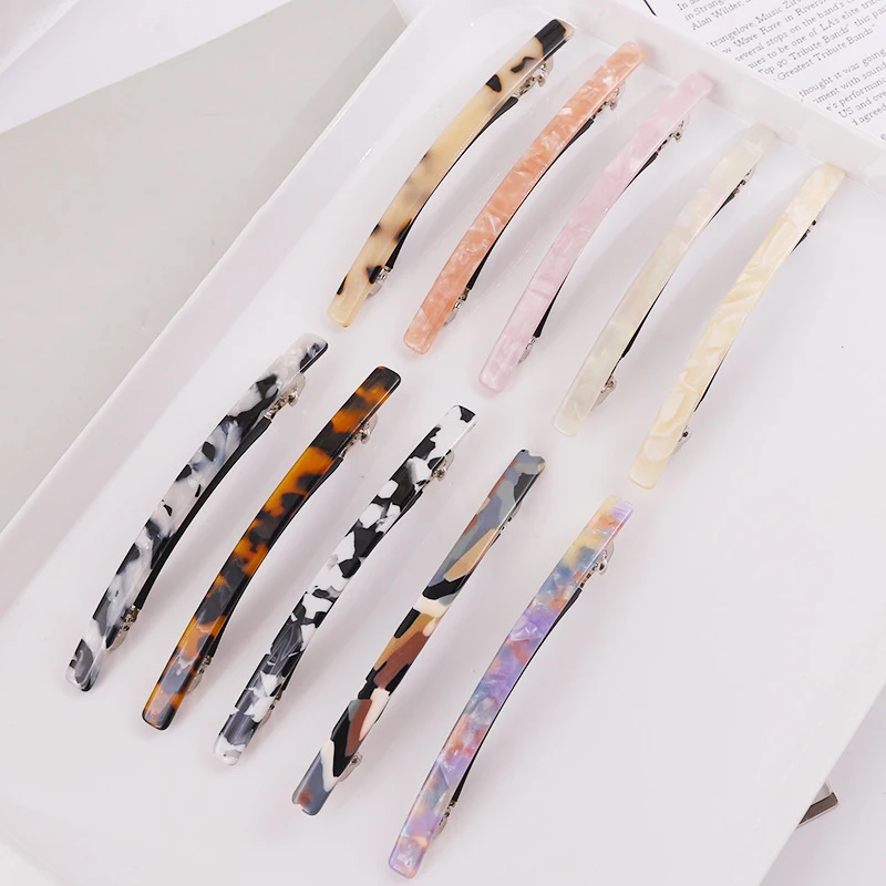 Korean Fashion Simple Leopard Acetate Geometric Spring Hairpins Hair Clip for Women Hairgrips Barrettes Girls Hair Accessories