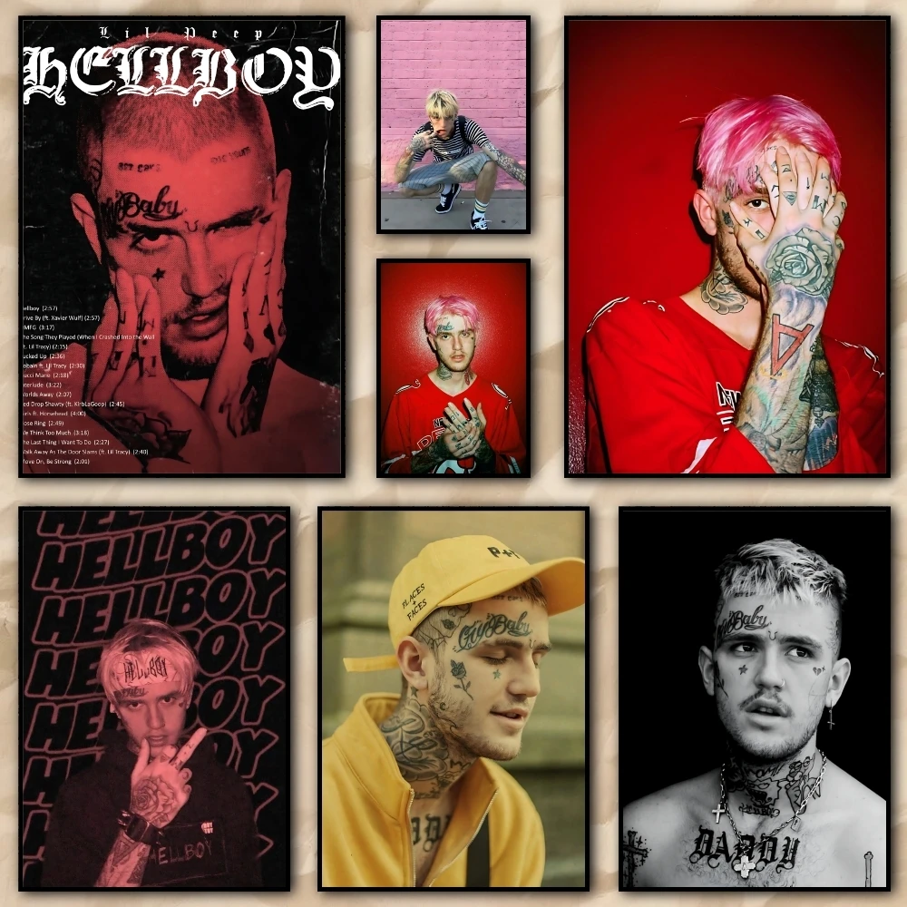 rapper LIL peep Poster HD art sticky wall waterproof home living room bedroom bar aesthetic decoration