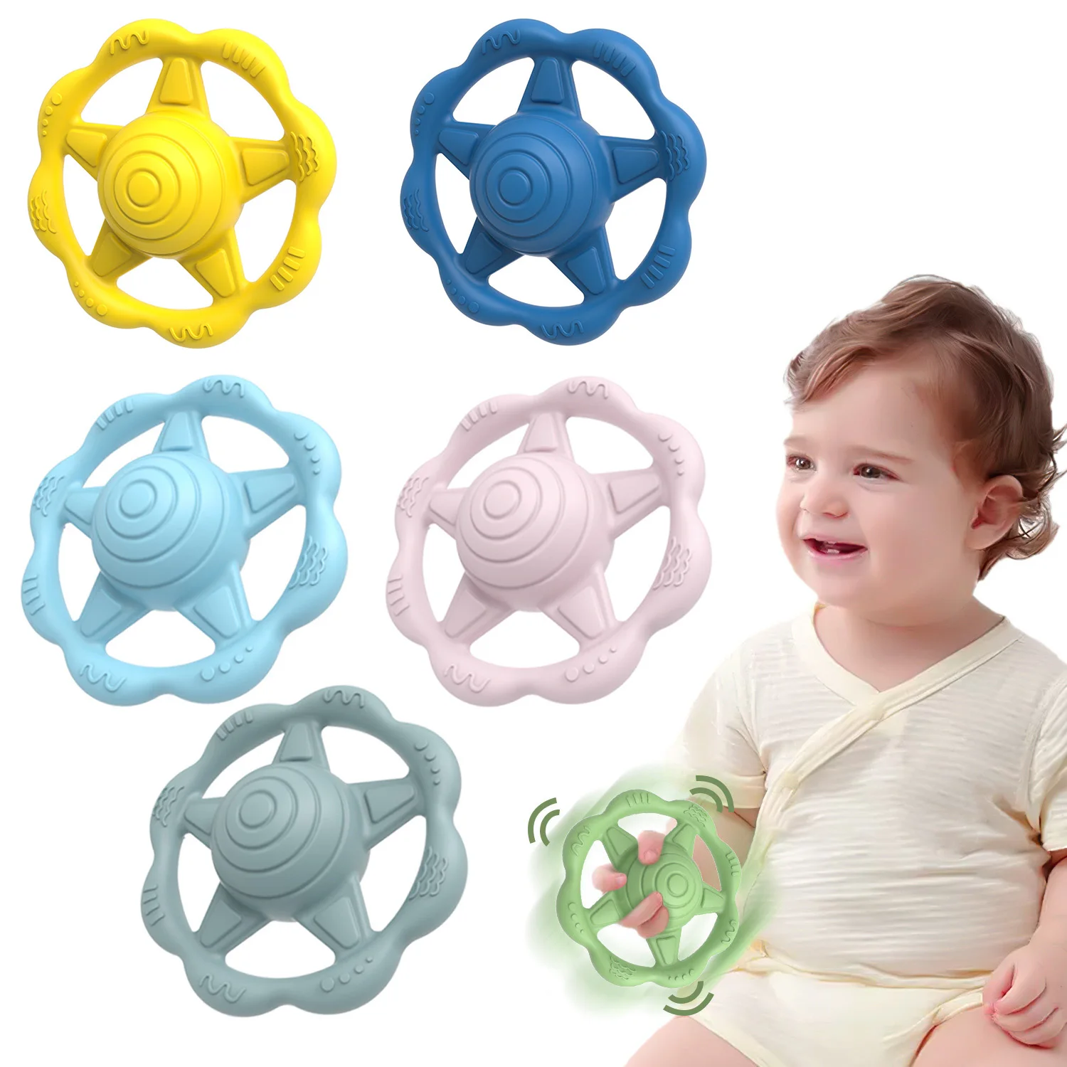 

Baby Silicone Rattle Toys for 3-12M Teethers BPA Free Sore Gums Chew Toys for Teething Relief Infants Rattle Sensory Teether Toy