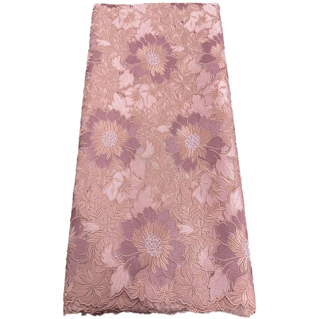 Most Top Embroidery Lace Fabric Soft Original Handcut Lace Highest Quality African Swiss Fabric Celebrants Cloth Korea Made