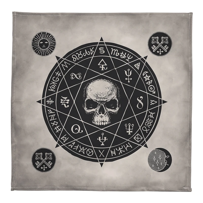 Beetle Skull Runes Velvet Tarot Tablecloth Altar Cloth Spiritual Witchcraft Pagan Oracle Card Pad Divination Astrology Pendulum