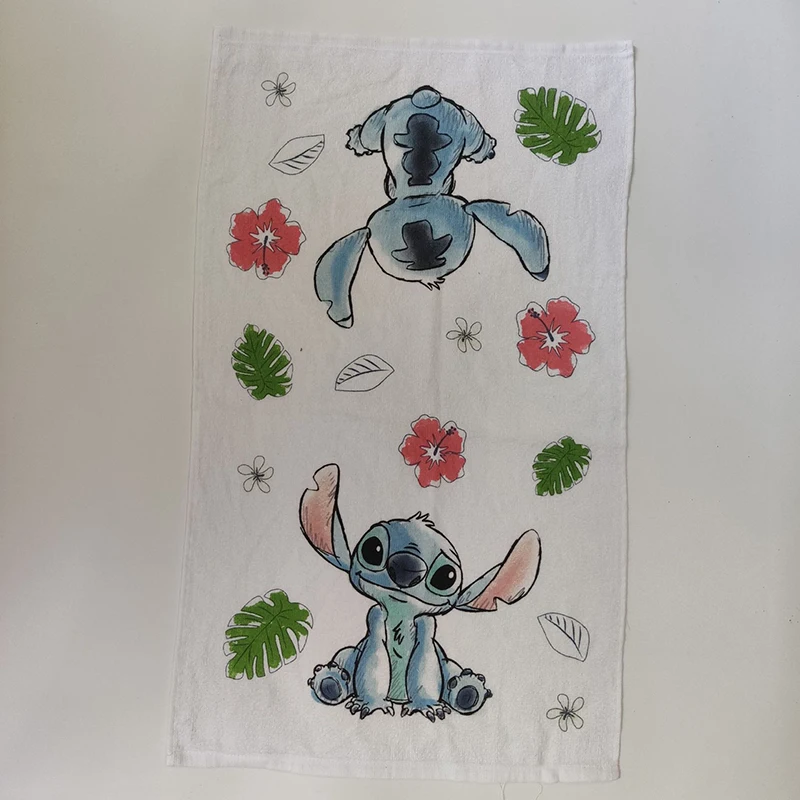 Disney Stitch Mickey Cotton Hand Towel Cartoon Figures Face Pillow Coffee Towels Kitchen Accessories Printed Pattern Large Size