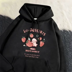 Fashion Women'S Hoodie Cute Strawberry And Rabbit Printed Sweatshirt Pocket Hoodies Women Coats Soft Sweater Unisex Clothing