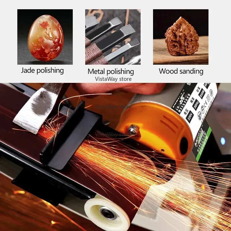 

220 В новый мини-ленточный станок «сделай сам», многофункциональный настольный деревообрабатывающий шлифовальный станок по металлу, мини-электрический ленточный станок