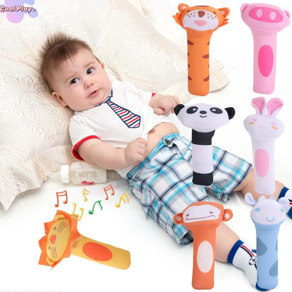 

Polyester Cartoon Animal Hand Bell Rattle Giraffe Panda Monkey Soft Animal Handbells Rattles Rabbit Tiger Cartoon