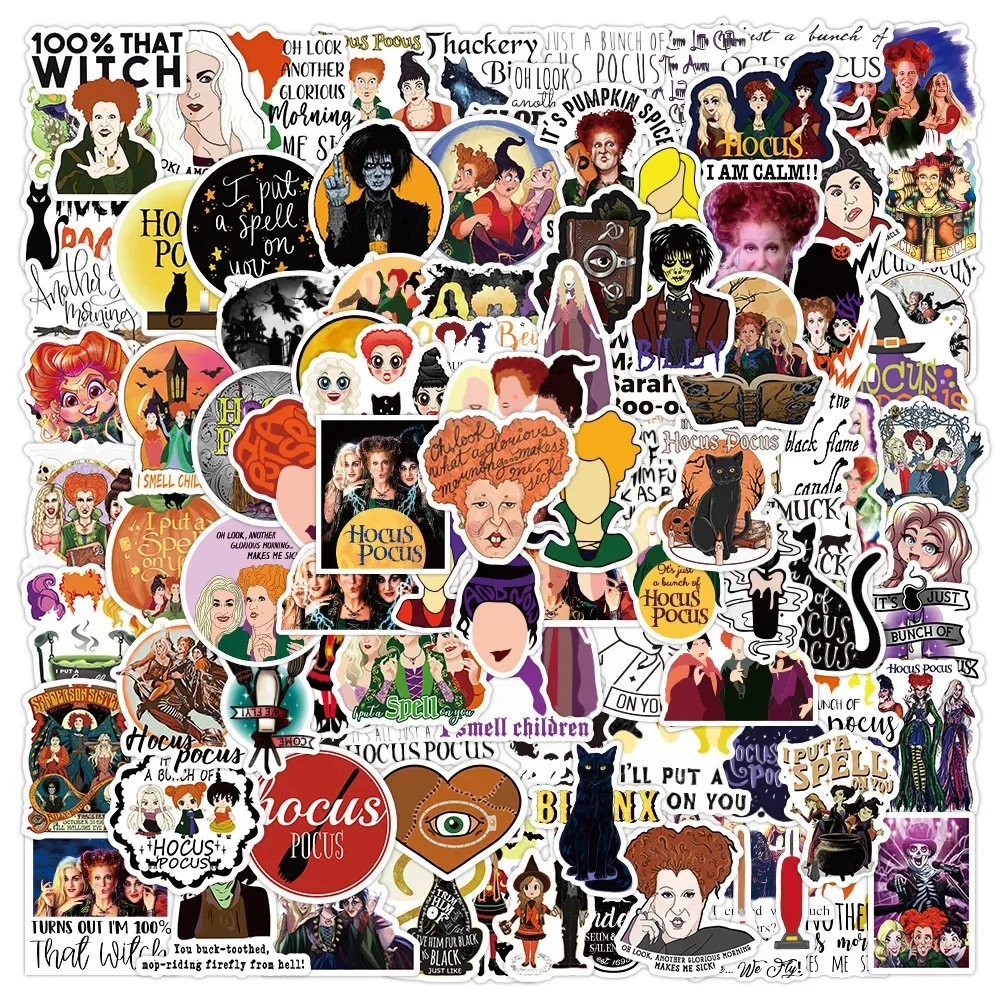 

10/30/50/100pcs Disney Movie Hocus Pocus Stickers Horror Halloween Witch Cartoon Decal DIY Diary Phone Luggage Graffiti Sticker