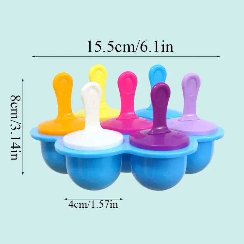 Children's Popsicle Mold Food Supplement Box Plastic Ice Tray Ice Lolly Mold  7 Holes Ice Cream Mold Fruit Shake Accessories