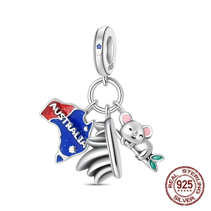

925 Sterling Silver Australia Koala Sydney Opera House Souvenir Pendant Charm Fit Original Charm Bracelet Women DIY Jewelry Gift