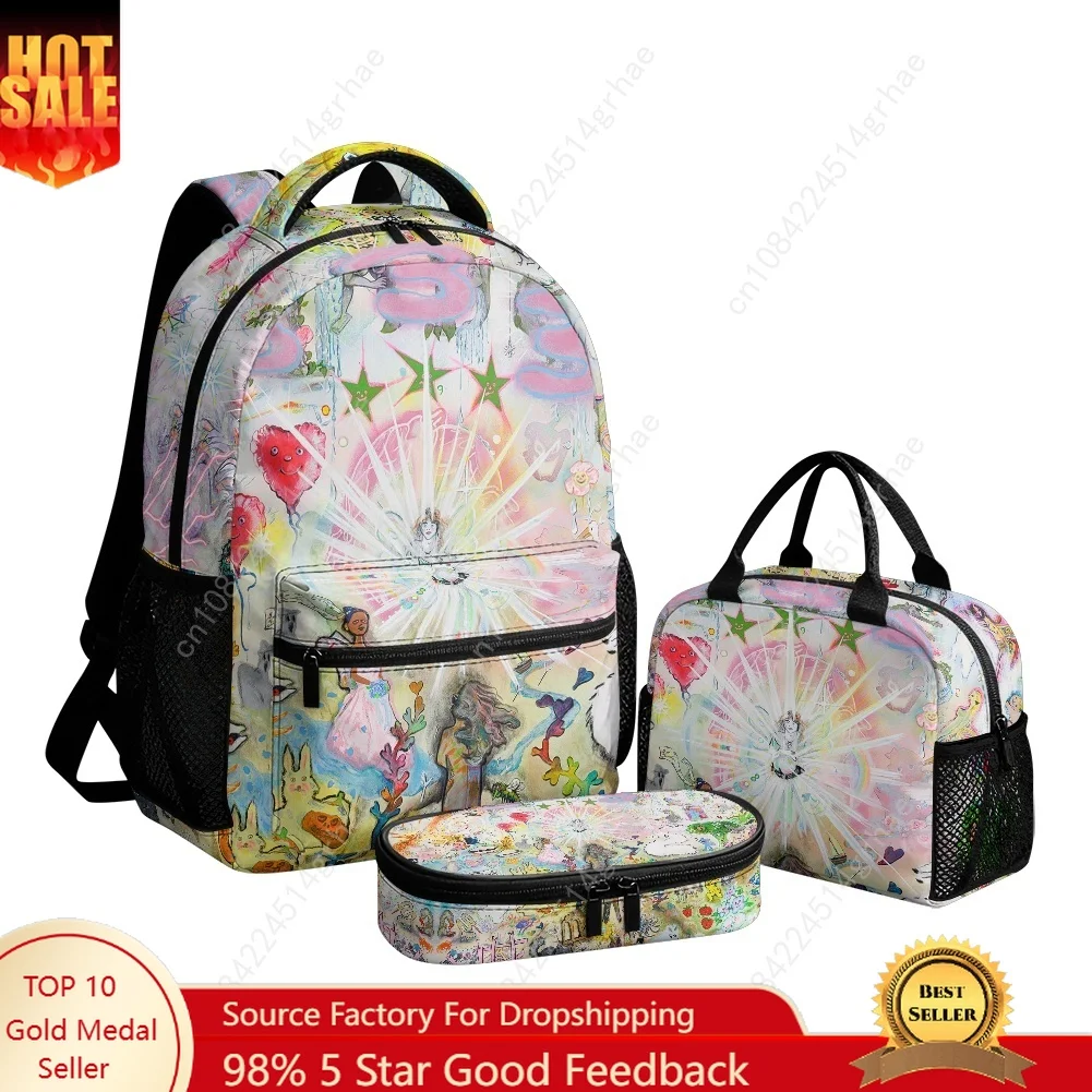 Bladee 333 Custom Leisure All-Over Print 3-Piece Backpack Set (Includes Backpack, Lunch Bag, and Pencil Case)
