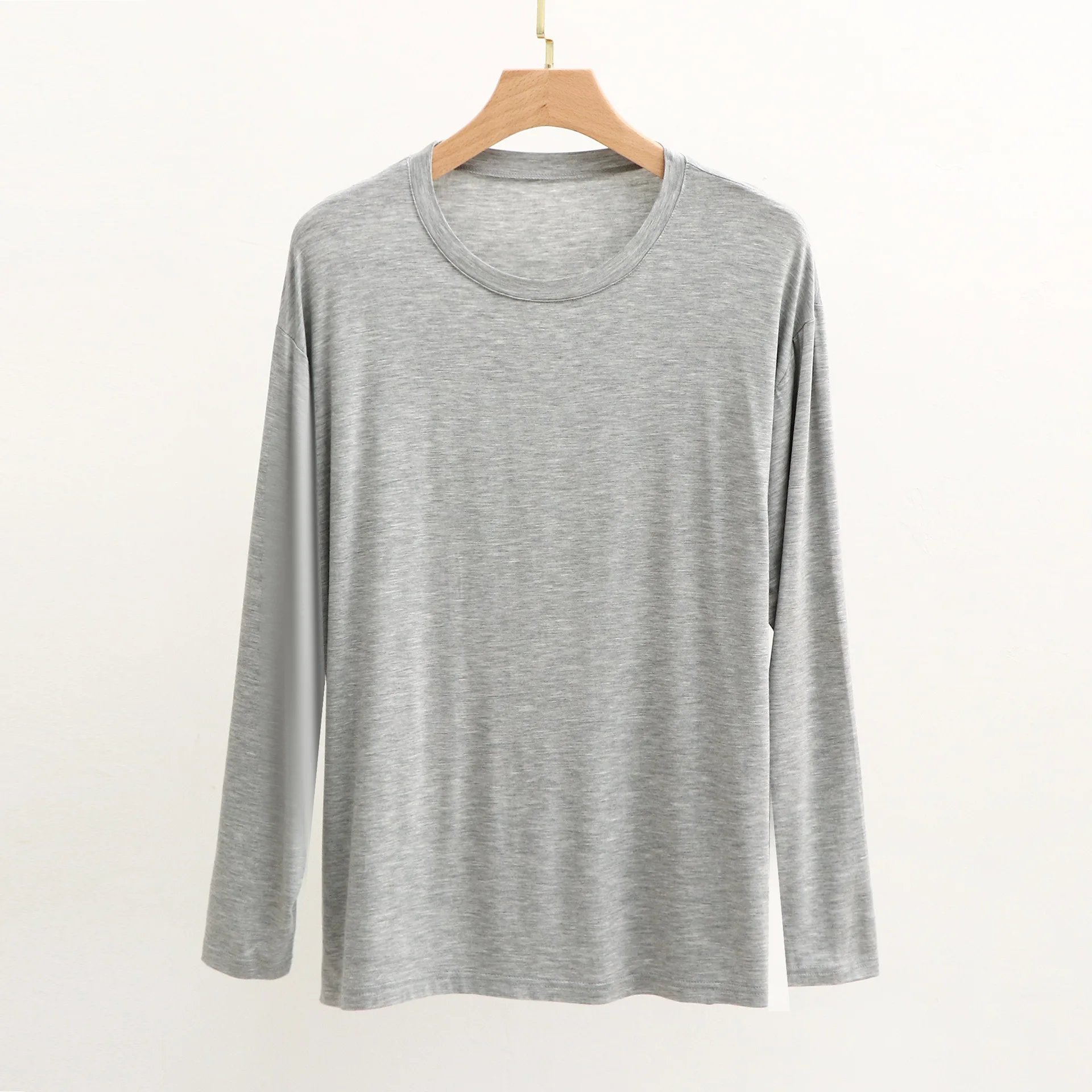 

Men's Round Neck Spring and Autumn Thin Style Long Sleeved T-Shirt Top Autumn Outfit Base Shirt Pajamas Home Wear Comfortable ﻿