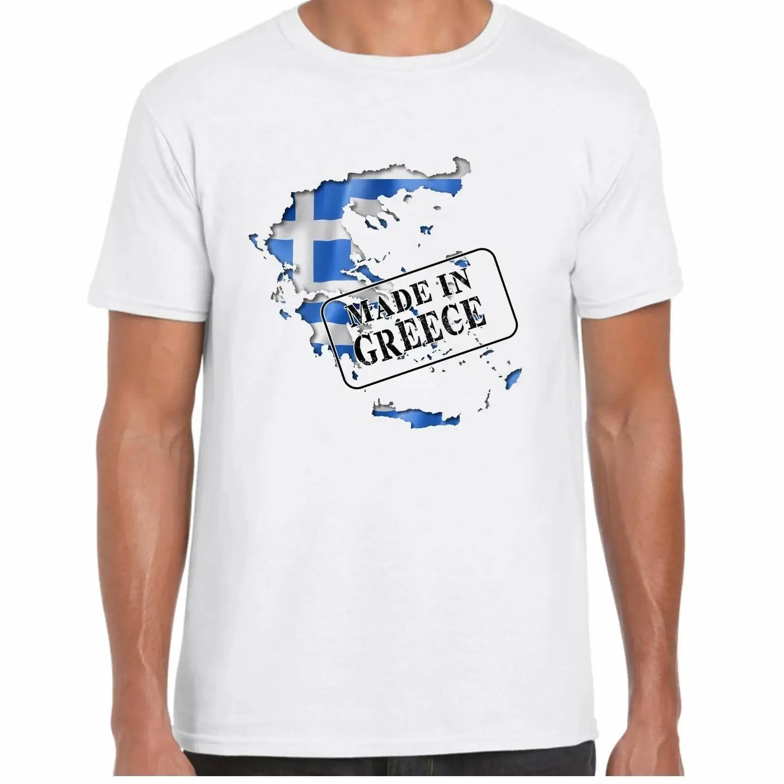 

Men's Greek Flag and Map Country Proud Made In Greece T Shirt 100% Cotton Short Sleeve O-Neck Casual T-shirts New Size S-3XL