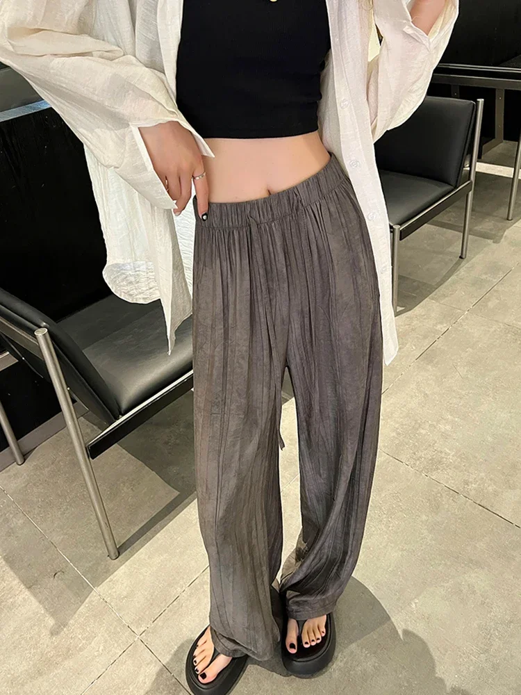 Summer Classic Solid Color Loose Simple Female Wide Leg Pants New Street Thin Style Fashion Office Ladies Casual Women Pants