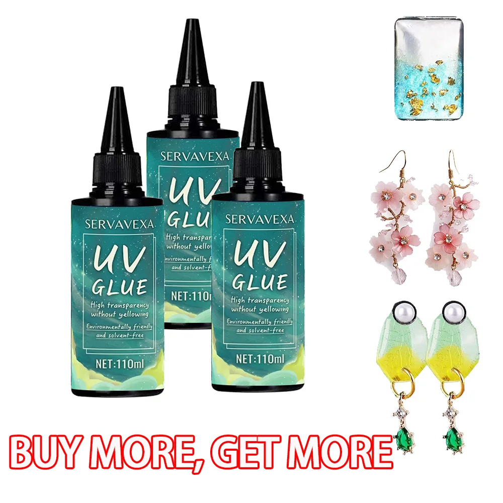 Resina UV SERVAVEXA con Luz, 110 ml, Pegamento UV Transparente de Tipo Duro, Sin Burbujas, Curado Rápido, Sin Amarilleamiento, para Manualidades y Joyería