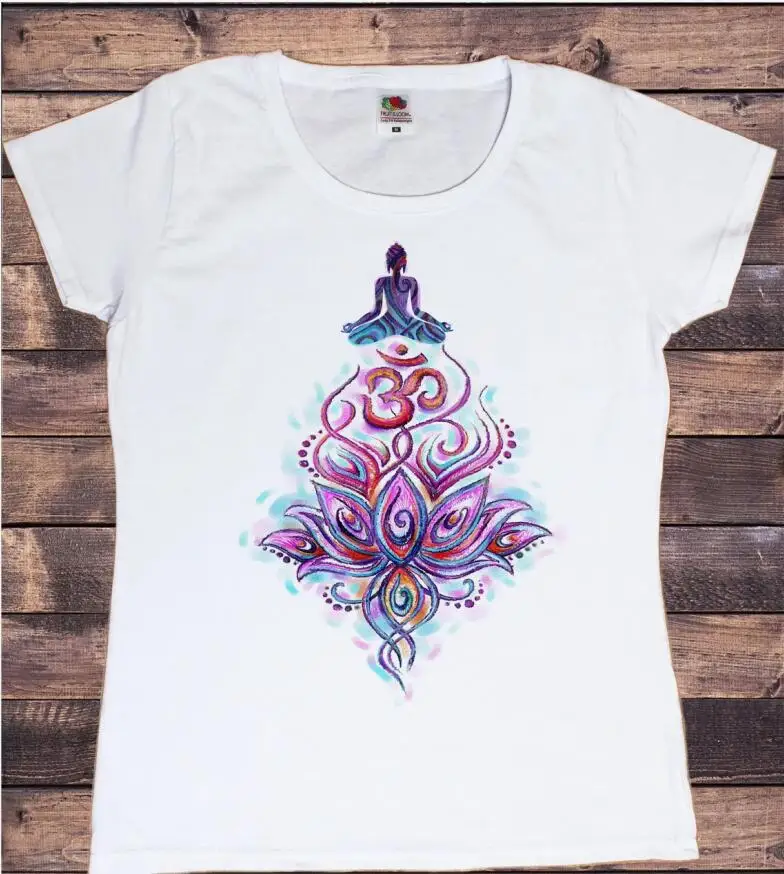 Watercolor Meditation Breathe Print T-Shirt Women Clothes 2024 Casual White Tshirt Femme Harajuku Shirt Funny T Shirt Female