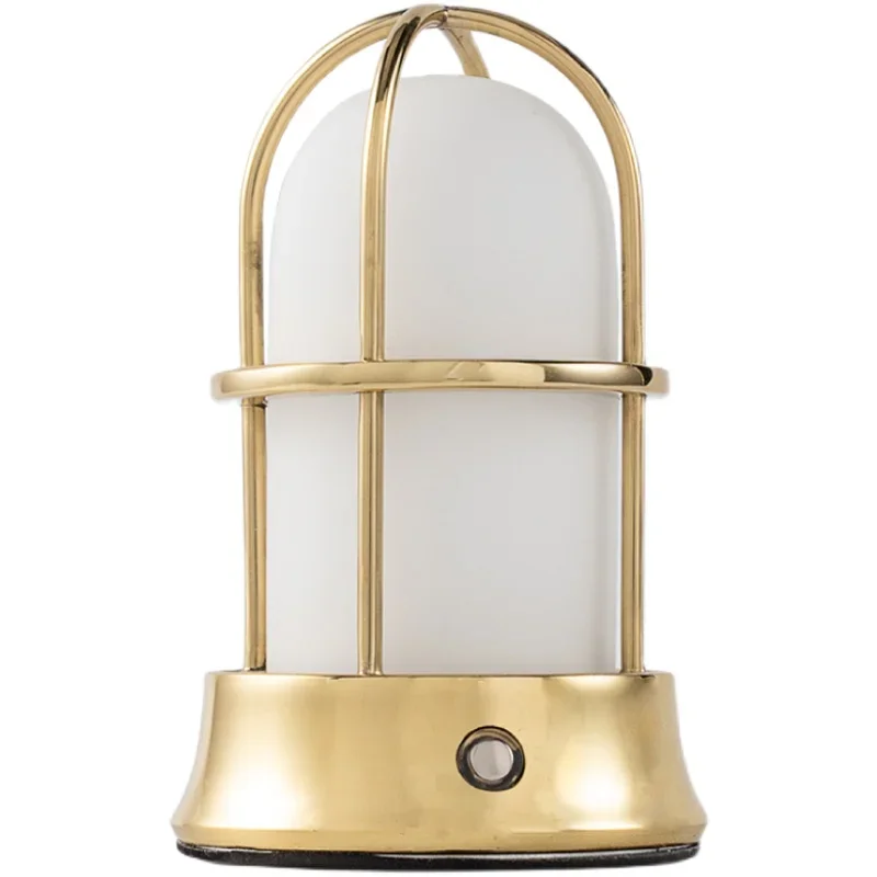 Vintage brass outdoor camping light charging table dimmable living room bedroom