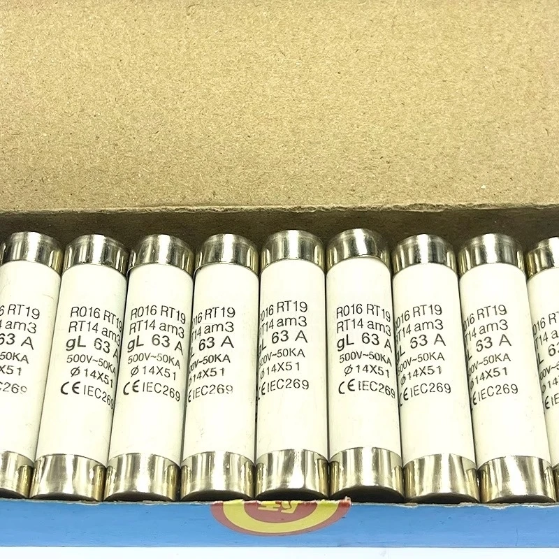 Tubo fusível cerâmico 20 peças 14x51mm 10a/20a/32a/40a/50a/63a500v r0 fusível ro16 núcleo