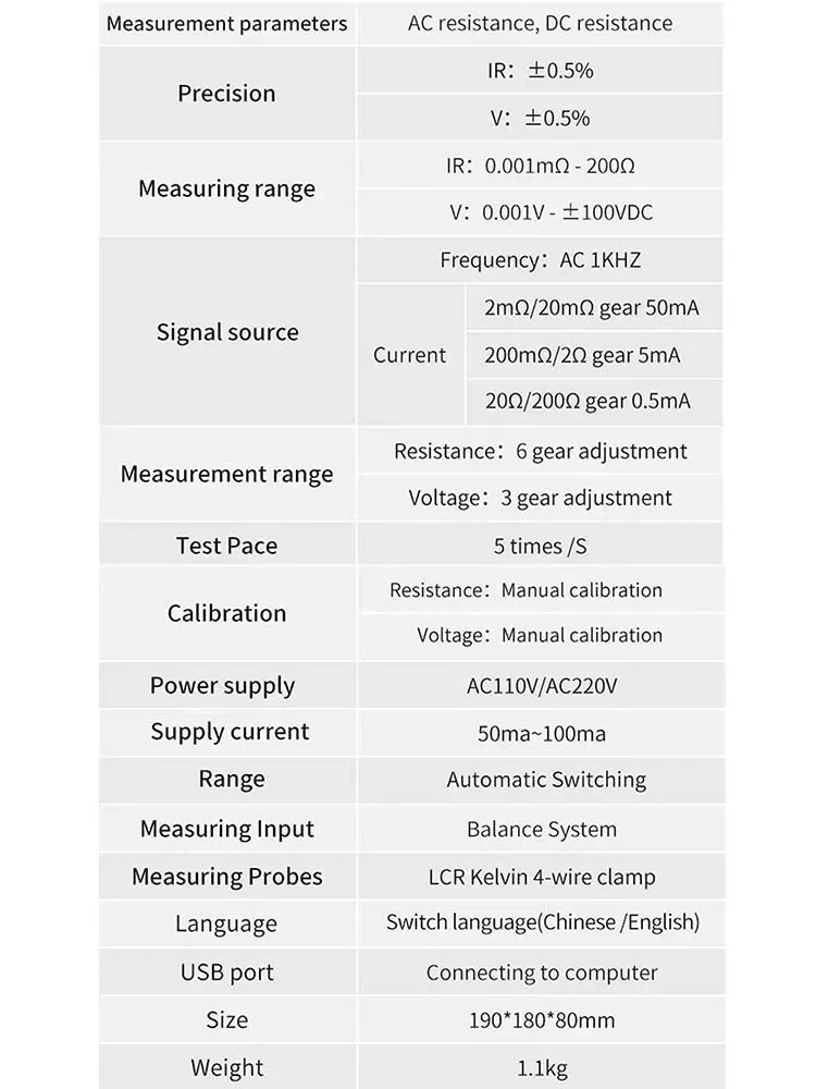 HeltecBMS High Precision Lithium Battery Pack Internal Resistance Tester Instrument /Voltage Tester for 18650/lifepo4 battery