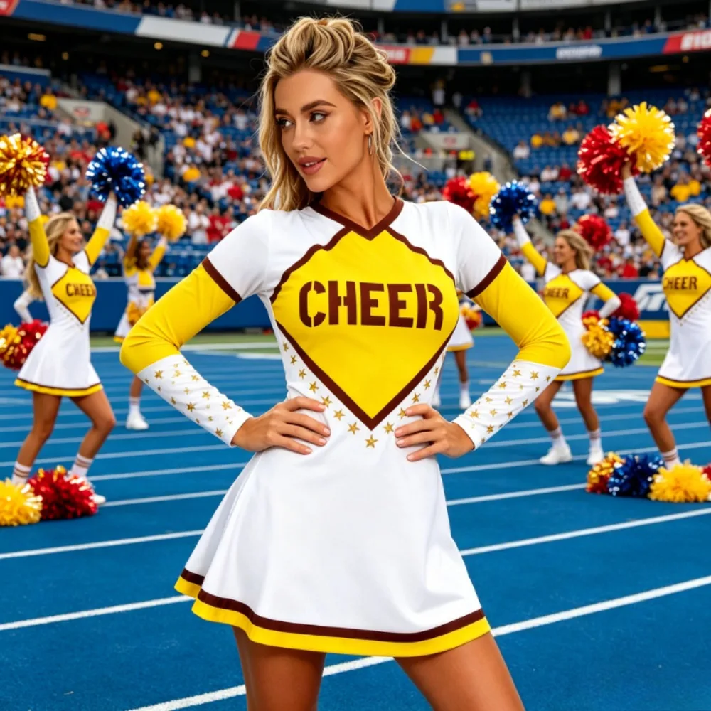 Cheerleader Dress Uniform  Sport Cheer Outfit Stylish Cheerleading Costume for Sports Meeting Stage Performance Themed Party