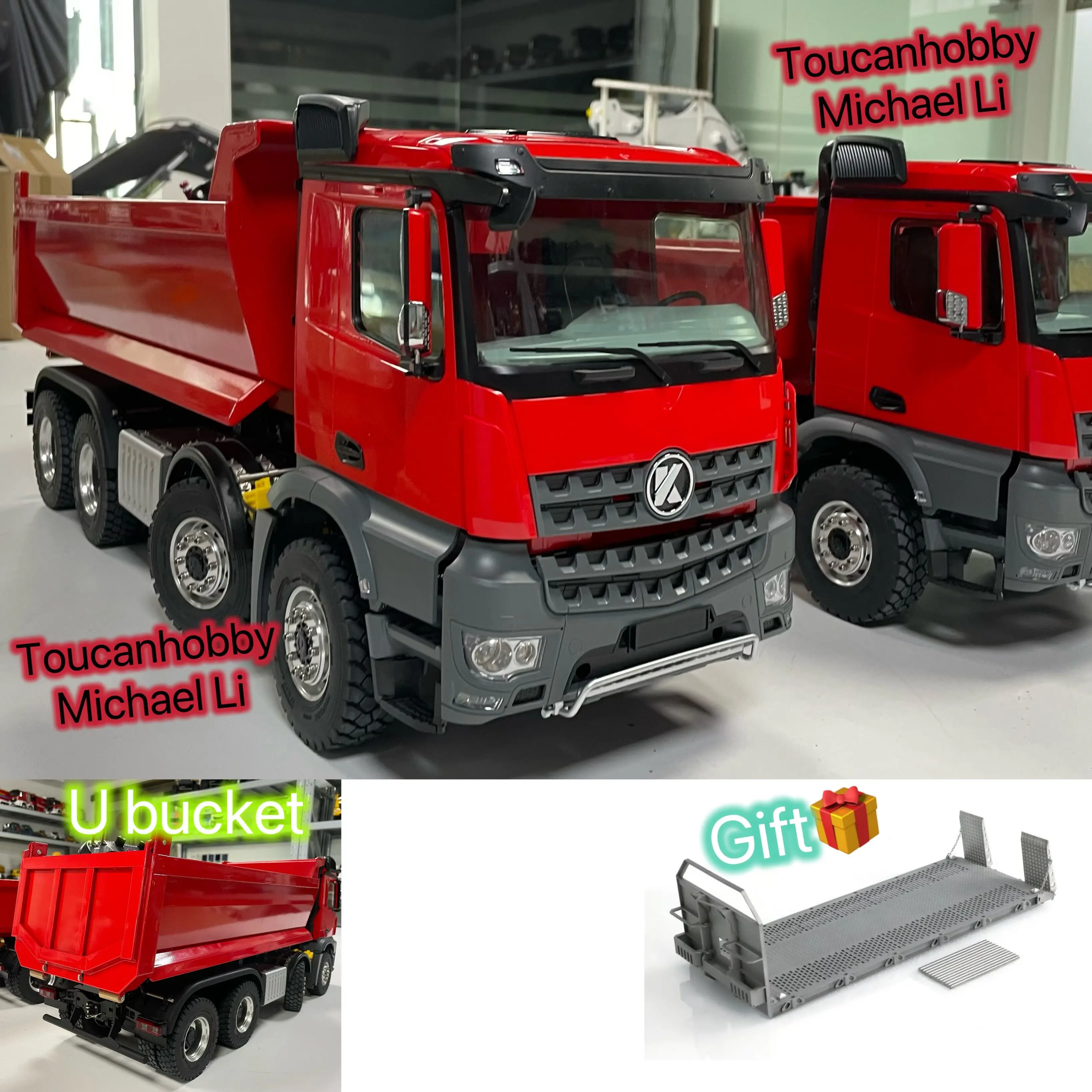 1/14 Kabolite 8X8 RC Wywrotka hydrauliczna K3366 W/Metalowy system dźwięku U buket Wywrotka Metalowy drewno Płaski model zabawki Prezent