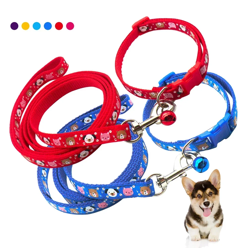 1pcs Lovely Dog Leash and Collar Set 1.2M  Puppy Cat Traction Rope Dog Collar Harness Durable Walking Pet Supplies Anti-lost Dog