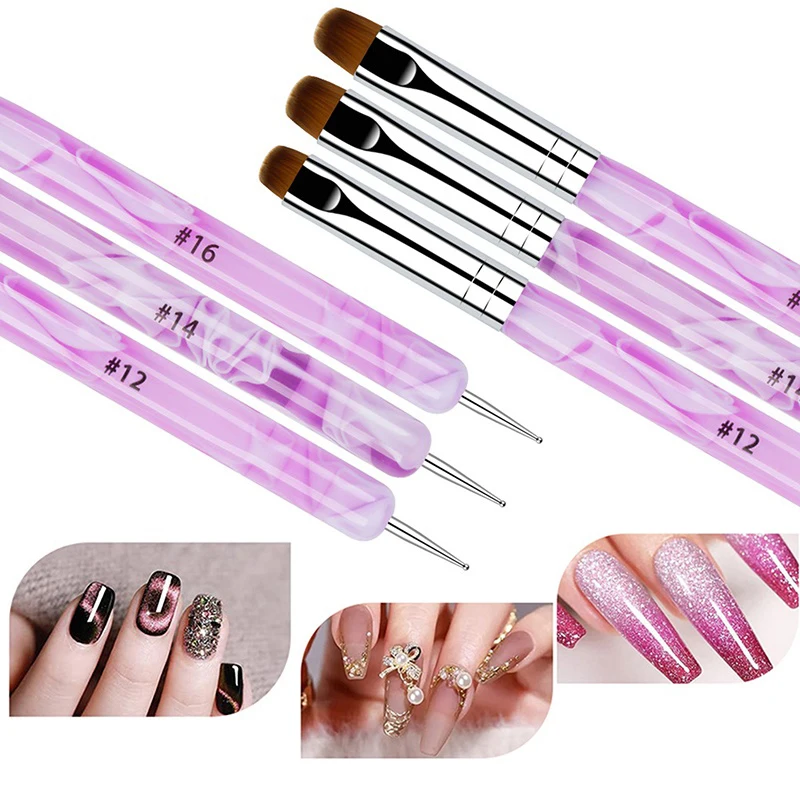 

3Pcs/set Nail Art Brush Dotting Pen Gel Acrylic Nail Art Painting Dotting Tools Extension Gel Brush 2In1 Dual End Manicure Tool