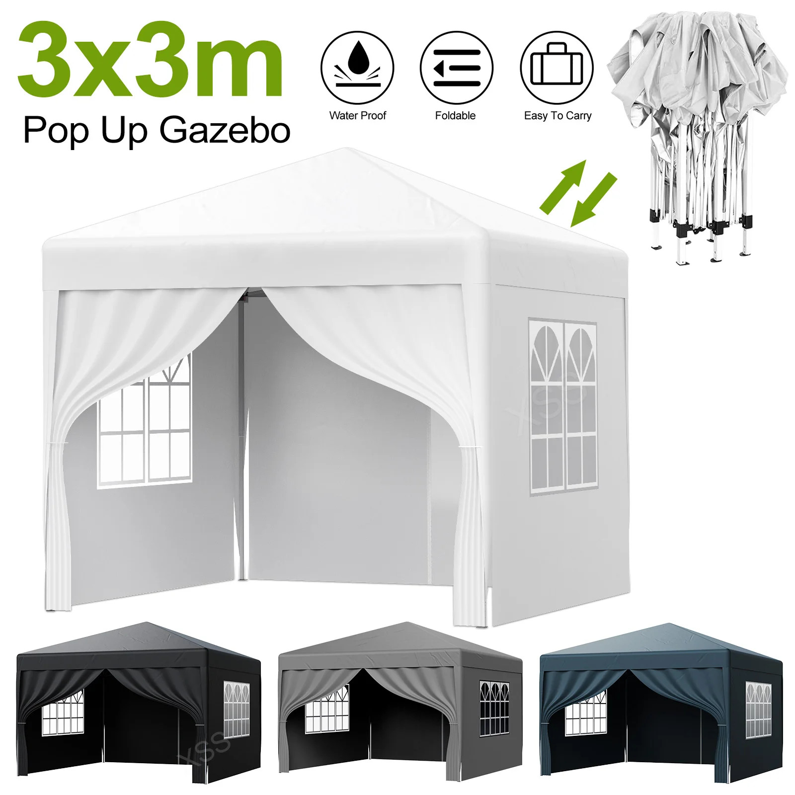 Loefme Outdoor Gazebo Beach Tent Sun Protection UPF50+ Shelter Camping Tents with Windows Windproof Waterproof Family Party Tent