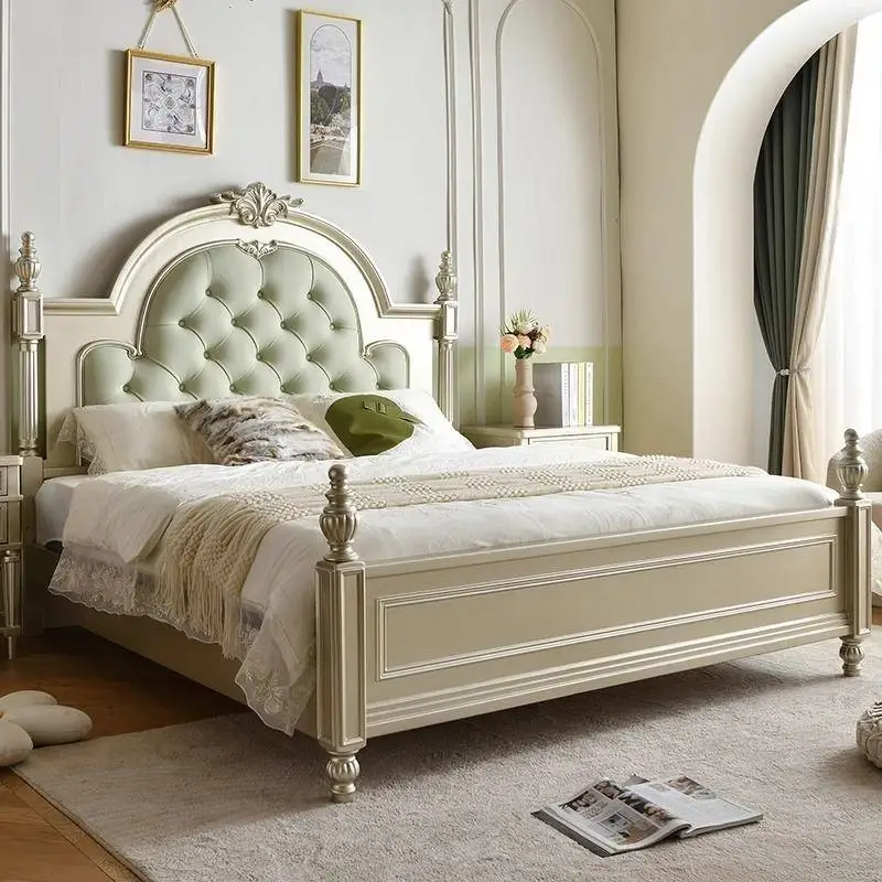 

Princess Luxury Bed Minimalist Double French Aesthetics Designer Modern Beds Christmas Vintage Wood Cama Casal Home Furniture