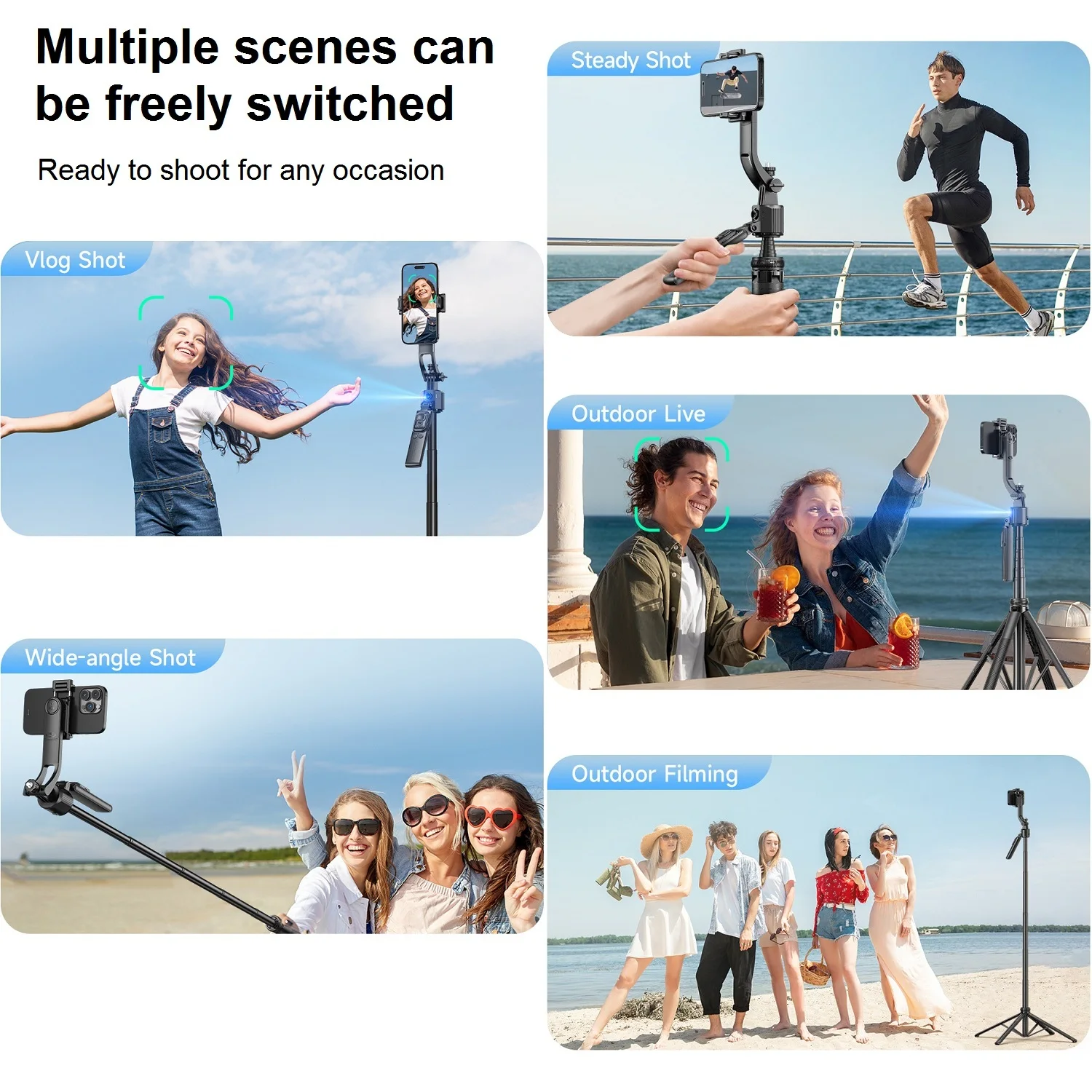 Auto Face Tracking Selfie Stick Tripod 360° Rotation for iPhone Camera 64