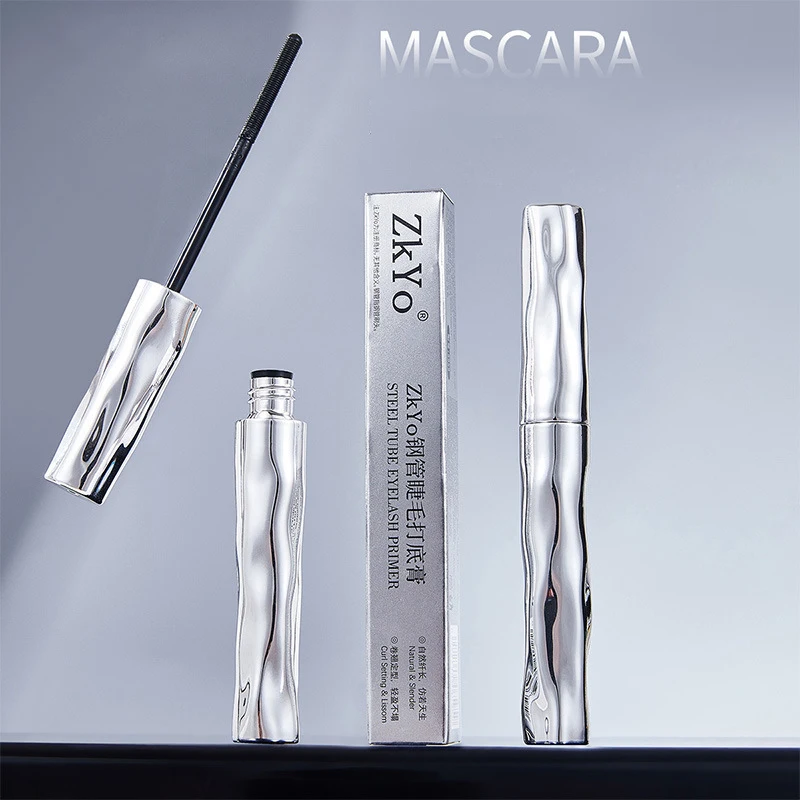 Testina speciale per spazzole a spirale, primer per ciglia in tubo di acciaio per mascara, impermeabile a lunga durata, usura 24 ore, facile da applicare, resistente al sudore