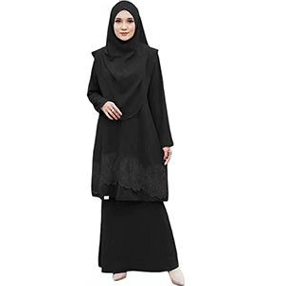 3pcs Eid Abayas Embroidery Hijab Tops Skirt Matching Set Women Muslim Dress Dubai Turkey Kaftan Islam Prayer Garment Jalabiya