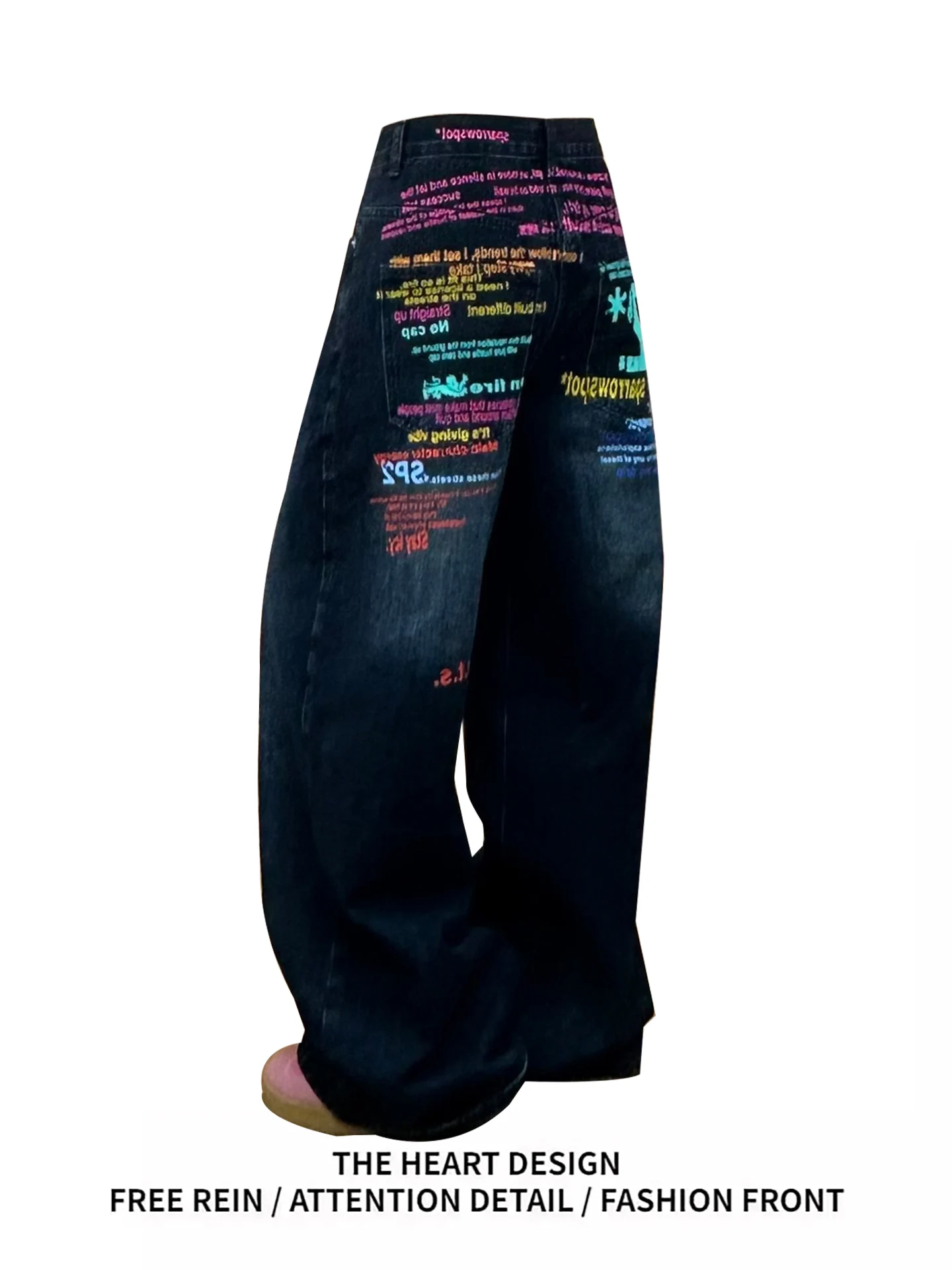 

American High Street Waed fiti Wide Leg Jeans Women's Loose Dra Pants Autumn Winter Seasonal Deep Blue Color