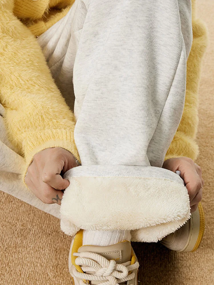 

Мужские зимние утепленные брюки из овечьего вельвета, свободные, прямого кроя, повседневные, с эластичным поясом, длинные, для экстремально холодной погоды