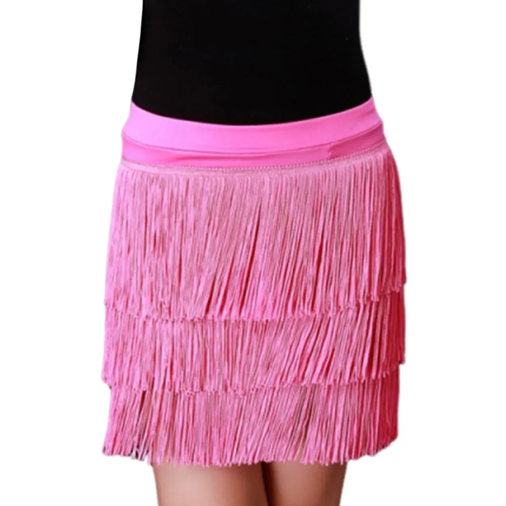 Falda de baile con borlas para niños, traje profesional de tres capas para baile de salón, disfraz de actuación ajustable