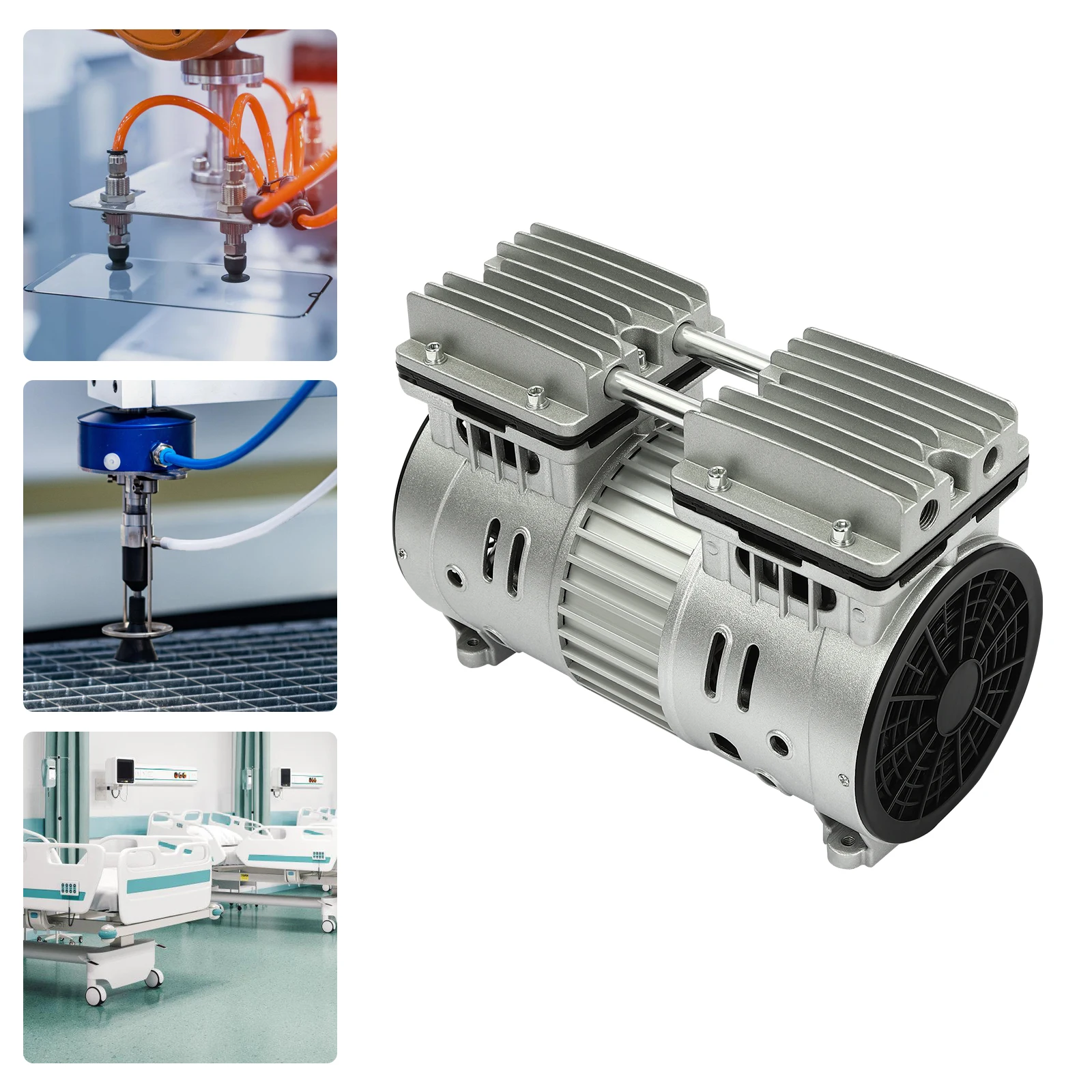 550W Oil-Free Air Compressor Pump 110V, 1700RPM Vacuum Pump, All Copper Motor for Food Processing Pharmaceutical, US Plug