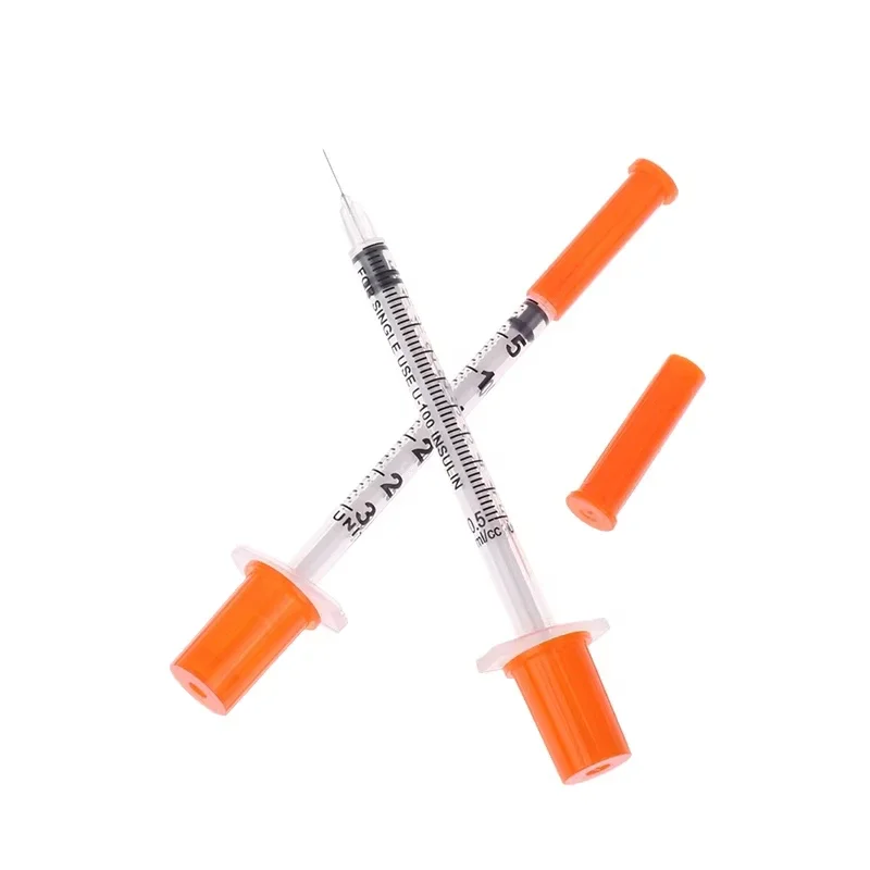 100 pieces 1ml/0.5mlcc various sizes disposable sterilized orange insulin syringes, individually packaged, for feeding pets ...
