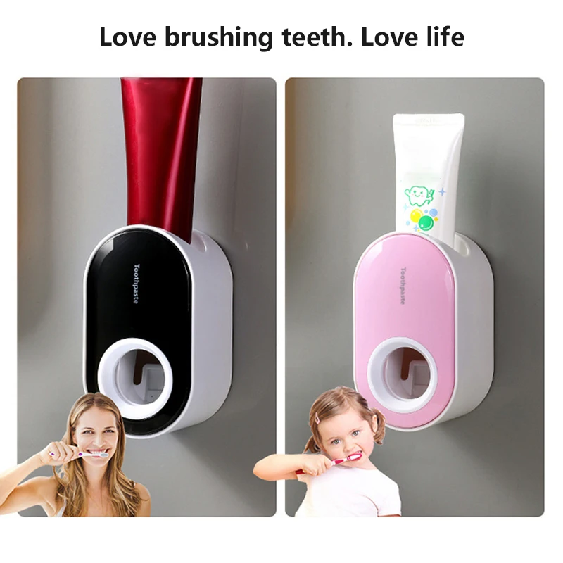 Automatic Toothpaste Dispenser Dust-proof Toothbrush Holder Wall Mount Stand Bathroom Accessories Set  Squeezer