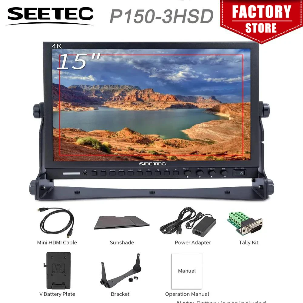 

Seetec 15 Inch Aluminum Design 1024x768 HD Pro Broadcast LCD Monitor with 3G-SDI HDMI AV YPbPr P150-3HSD Desktop LCD Monitor