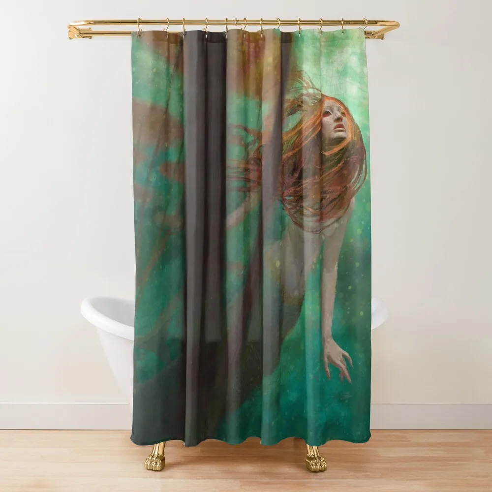 Mermaid Hearing the Call Shower Curtain Anime Bathroom Bathroom Shower Set Curtain