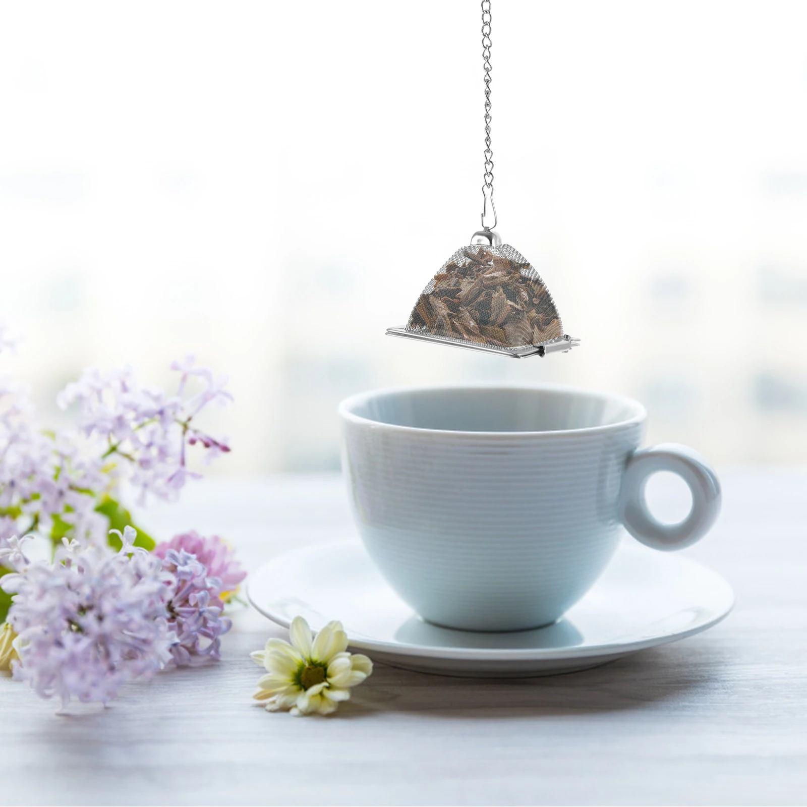 

1 pc Stainless Steel Pyramid Tea Strainer Multi-Purpose Filter For Tea Coffee Herbs Silver Easy Clean No Rust Kitchen