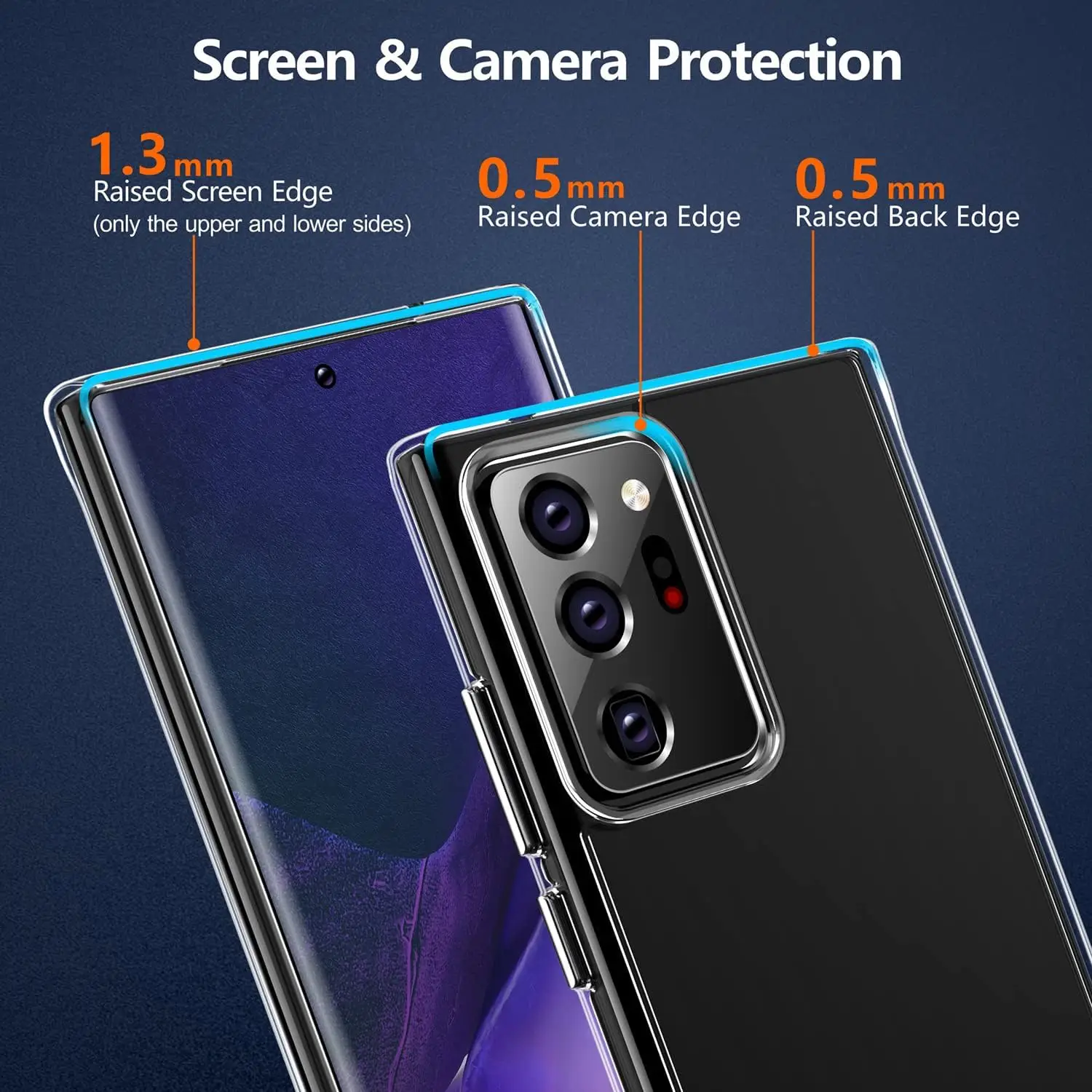 Für Samsung Galaxy Note20 Ultra/Note 20/Note10+/Note10 Hülle, kristallklar, hart, weich, TPU, stoßfest, schützend – transparent – Detail 5