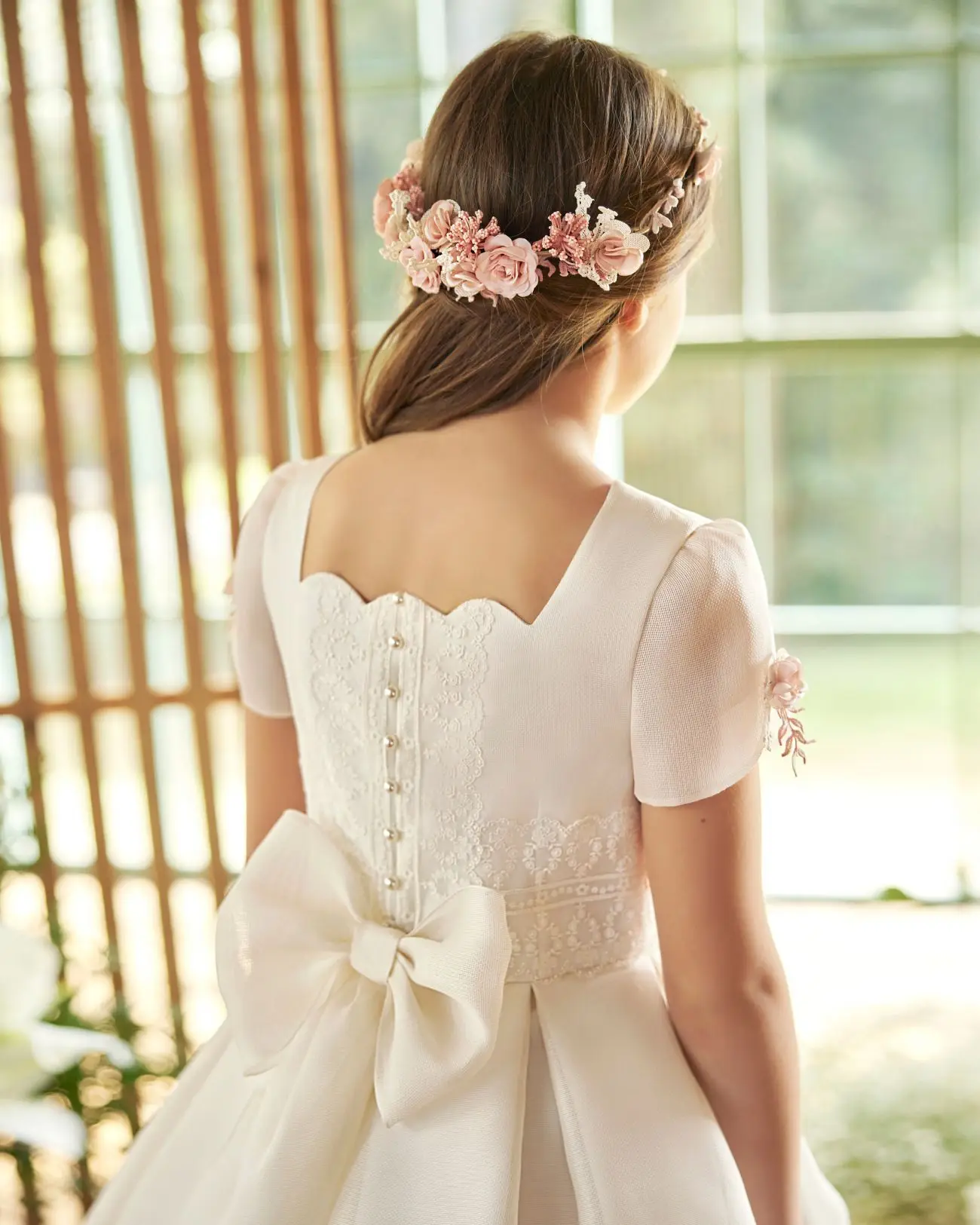 Vestidos de primera comunión, vestido elegante de flores para niña, bola de boda, apliques de tul para desfile, vestidos de banquete de princesa de cumpleaños para niños