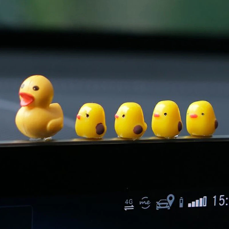 5Pcs Cute Mini Ducks Car Interior Decoration Auto Rearview Mirror Dashboard Ornaments For Woman Man Gift Car Accessories