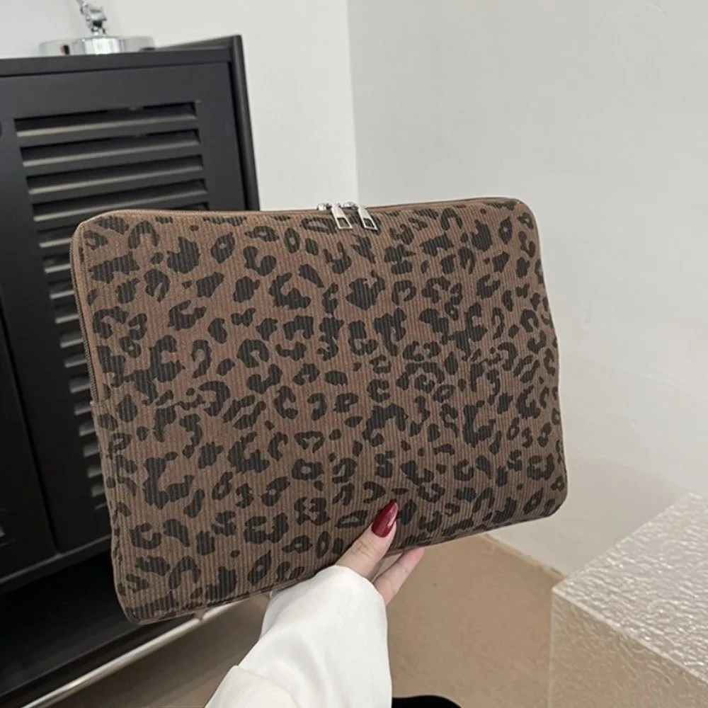 Striped Design Corduroy Laptop Sleeve Soft Interior 11-14 Inch Laptop Case Bag Durable Fabric Padded Protection