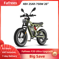 Fafrees F20 Ultra Upgrade Electric Bike 48V 25AH 750W 20x5.0 Inch Fat Tires All Terrain Moto E-Bike Motorcycle 7-Speed Long Seat
