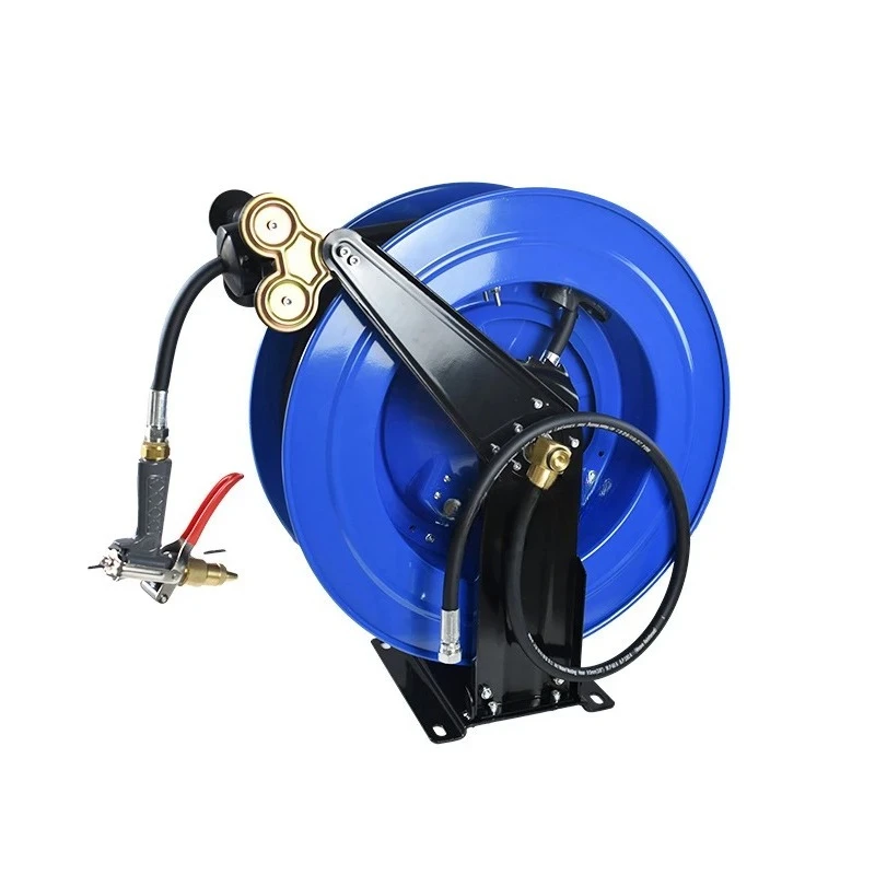10-35 meters industrial spring flushing water drum double arm fire reel automatic telescopic water pipe reel