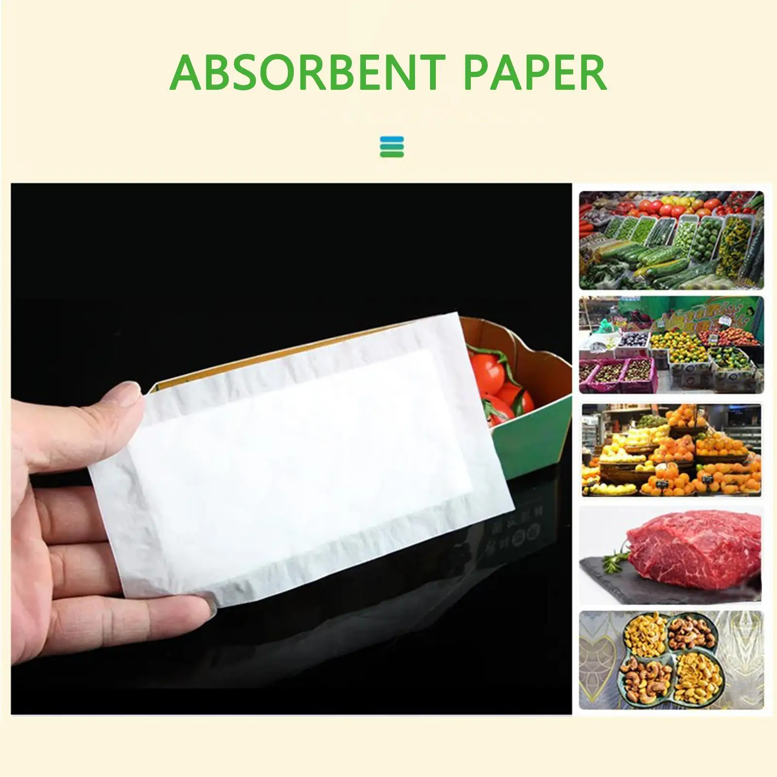 

100Pcs Kitchen Rapid Absorbent Pads For Meat Fish Poultry Produce For Keeping Packaging Dry Clean high-quality material
